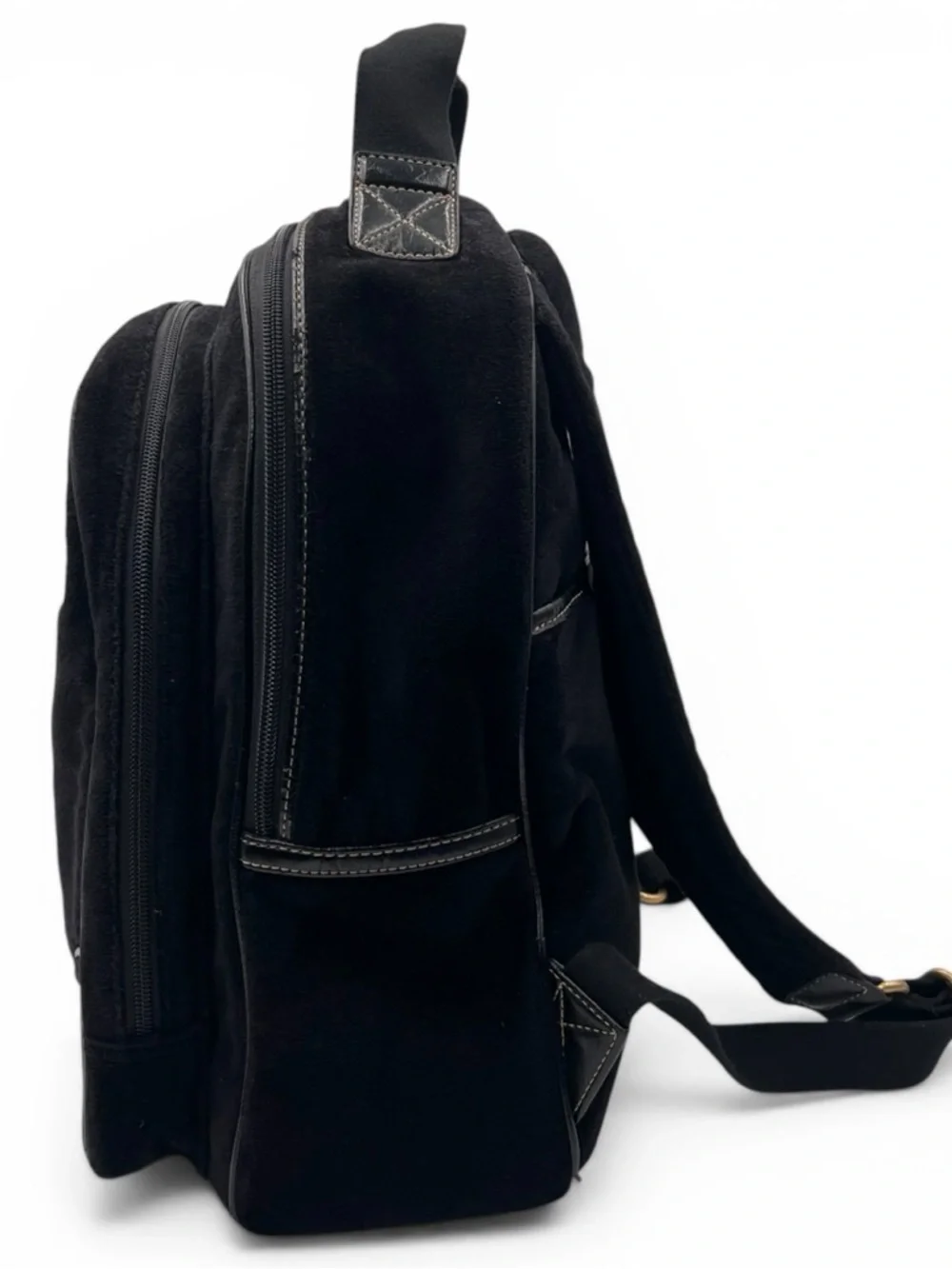 Vintage Juicy Couture Y2K Black Velour Large Backpack Embroidered Crown Logo